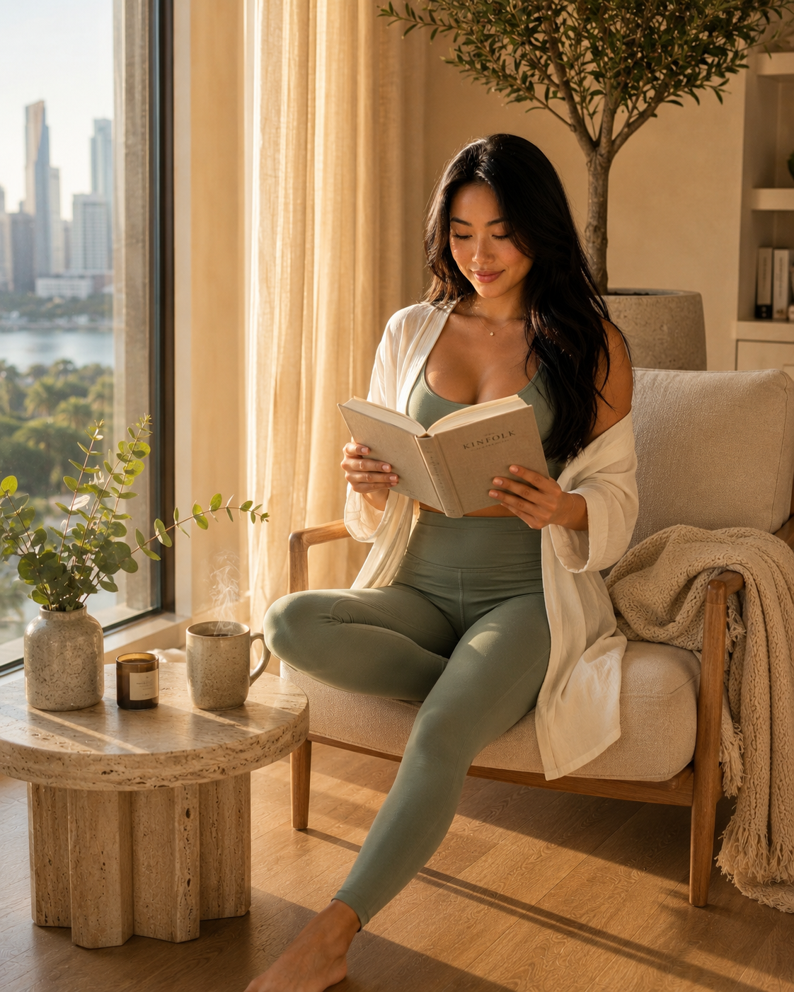 Reading with coffee